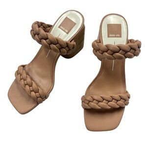 Dolce Vita Braided Block Heel Sandals Womens Shoes Nude Tan
